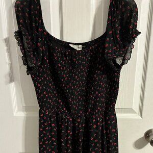 Black and red cherry print milkmaid dress size 1X